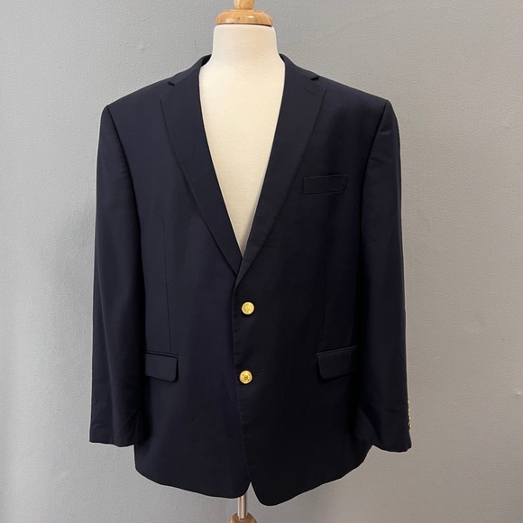 Lauren Ralph Lauren Other - Lauren Ralph Lauren Blazer Mens 48R Navy Blue Gold Button Wool Suit Jacket